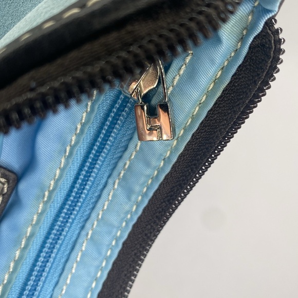 Lambertson Truex exclusive for Bloomington brown Leather & blue Suede Wristlet - Picture 8 of 9